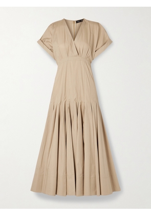 Proenza Schouler - Ciara Pleated Cotton-blend Poplin Midi Dress - Neutrals - US0,US2,US4,US6,US8,US10,US12