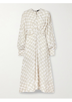 Proenza Schouler - Keria Gathered Checked Crepe De Chine Midi Dress - Off-white - US0,US2,US4,US6,US8,US10,US12