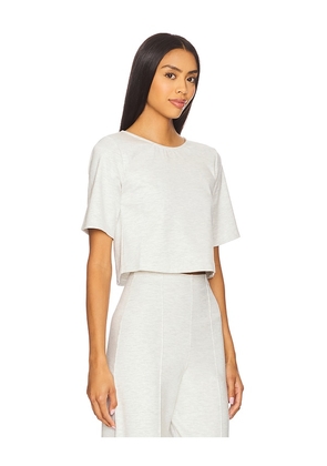 Ripley Rader Ponte Knit Short Sleeve Top in Light Grey. Size M. Also in S, XS.