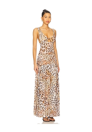 Runaway The Label Denver Maxi Dress in Tan. Size S. Also in L, M, XS.