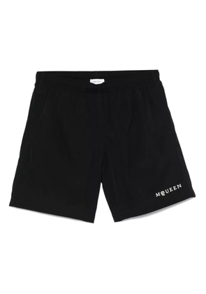 Alexander McQueen logo-embroidered swim shorts - Black
