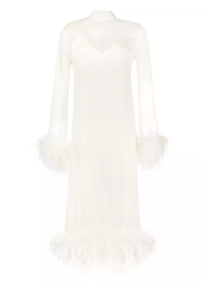 Taller Marmo feather-trim long-sleeve dress - Neutrals