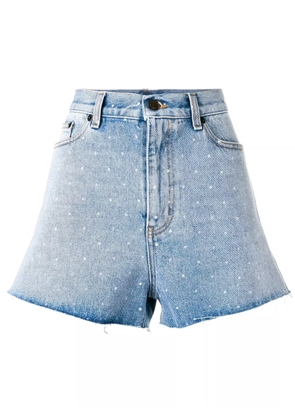 Saint Laurent spotted back denim shorts - Blue