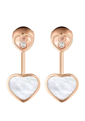 Chopard Rose Gold, Diamond and Mother-of-Pearl Happy Hearts Earrings