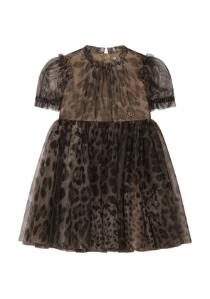 Dolce & Gabbana Kids Tulle Leopard Print Dress