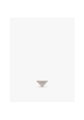 Womens Prada Left Logo-Embellished Sterling Silver and Crystal Single Stud Earring