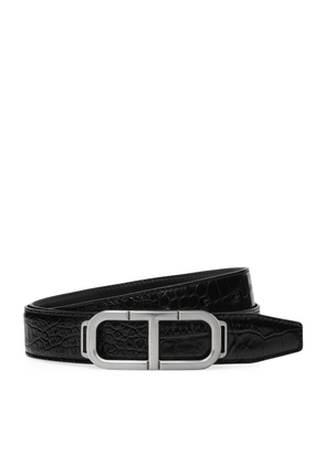 Tom Ford Croc-Embossed Leather T Buckle Belt