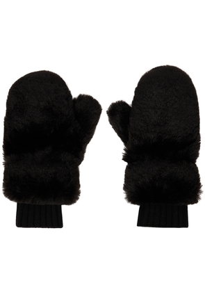 Givenchy Black Faux-Fur Mittens