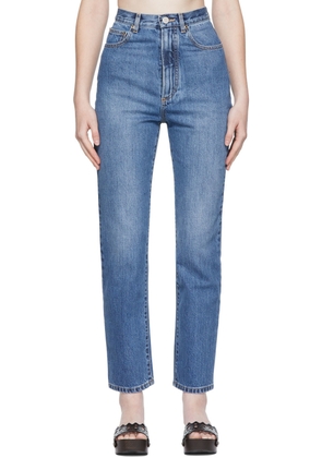 ALAÏA Blue High-Waist Straight Jeans