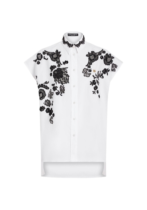 Dolce & Gabbana Cotton Floral Lace-Appliqué Shirt