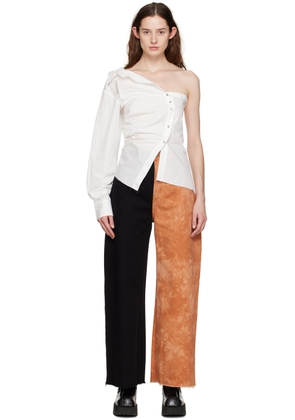 Marques Almeida White One Shoulder Shirt