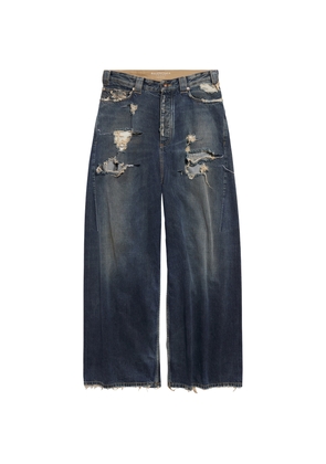 Balenciaga High-Rise Wide-Leg Ripped Jeans