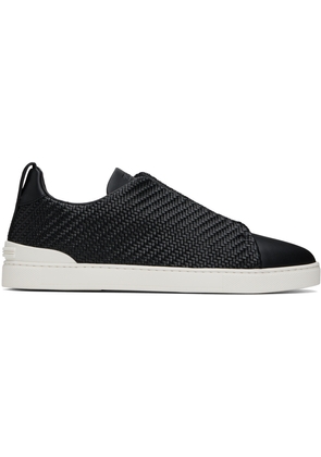ZEGNA Black Triple Stitch Sneakers