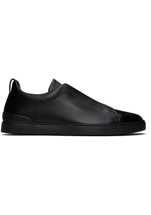 ZEGNA Black Triple Stitch Sneakers
