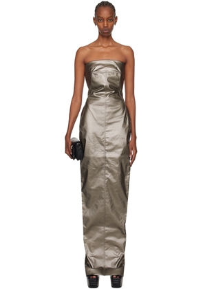 Rick Owens Gunmetal Coated Denim Maxi Dress