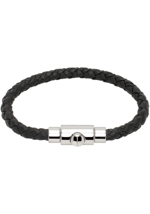 Ferragamo Black Braided Leather Bracelet