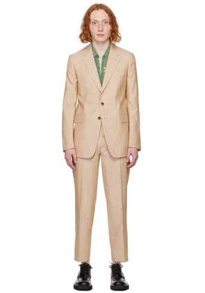 Dries Van Noten Tan Notched Suit