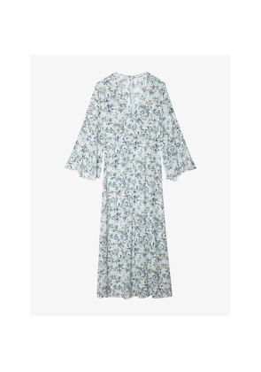 Womens Zadig&Voltaire Rasato V-Neck Floral-Print Woven Maxi Dress