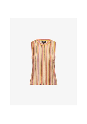 Womens Me And Em Metallic Textured Stripe Knit Vest Top