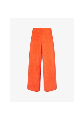 Womens Me And Em Towelling Wide-Leg Crop Cotton-Blend Trousers