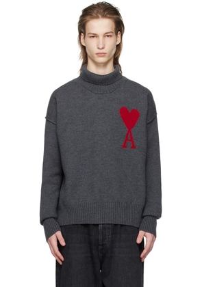 AMI Paris Gray Ami de Caur Turtleneck