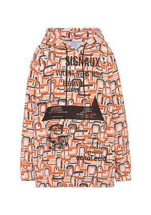 Prada Drawstring Printed Cotton Hooded Sweatshirt - Moda Operandi
