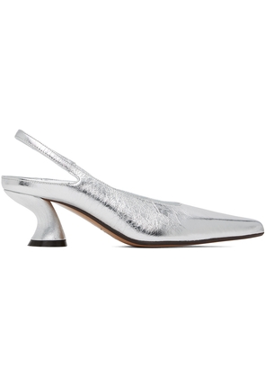 Dries Van Noten Silver Slingback Heels