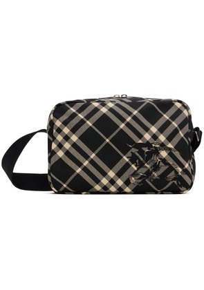 Burberry Black & Off-White Check Crossbody Bag