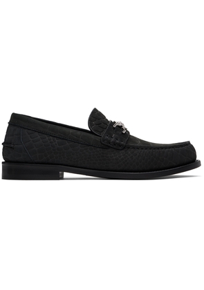 Versace Black Croc-Effect Medusa '95 Suede Loafers