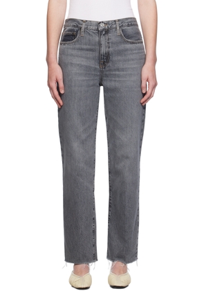 FRAME Gray 'Le Jane Ankle Raw Fray' Jeans