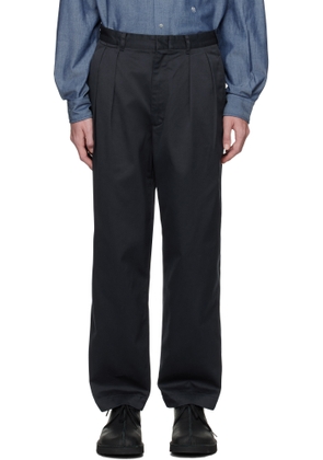 nanamica Navy Double Pleat Chino Trousers