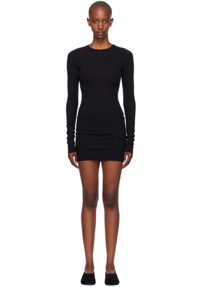 ÉTERNE Black Long Sleeve Crewneck Minidress