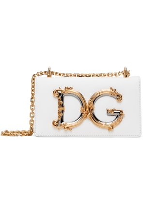 Dolce & Gabbana White Calfskin 'DG Girls' Phone Bag