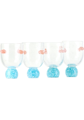 Laetitia Rouget Blue & Pink Dotty Cocktail Glasses, 4 pcs