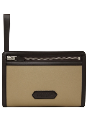 TOM FORD Beige Soft Grain Leather Mini Flat Pouch