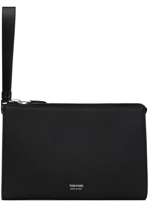 TOM FORD Black Soft Grain Leather Mini Flat Pouch