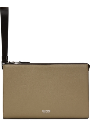 TOM FORD Beige Leather Mini Flat Pouch