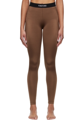 TOM FORD Brown Lustrous Signature Leggings