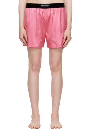 TOM FORD Pink Stretch Silk Satin Boxer Shorts