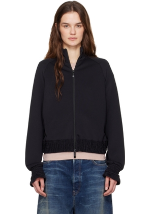 Moncler Black Neoprene Zip-Up Jacket
