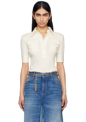 Chloé Off-White Short-Sleeve Utilitarian Polo