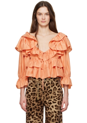 Chloé Orange Cropped Ruffle Blouse