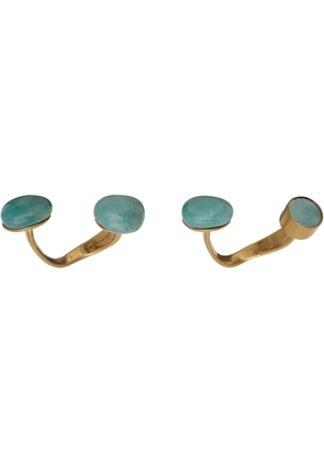 Dries Van Noten Gold & Green Open Ring Set