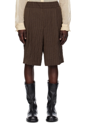Dries Van Noten Brown Pleated Bermuda Shorts