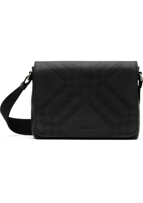 Burberry Black Embossed Check Messenger Bag