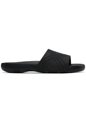Burberry Black Embossed Check Dive Pool Slides