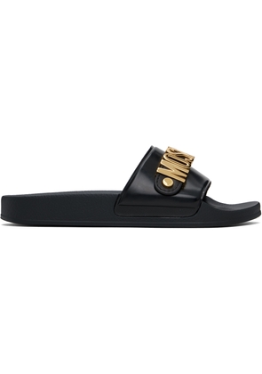 Moschino Black Lettering Logo Pool Slides
