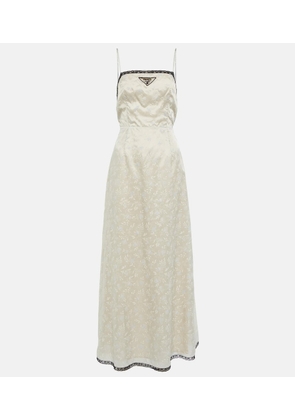 Prada Lace-trimmed floral maxi dress