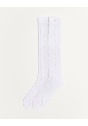 Valentino Perforated Cotton Socks With Vlogo Man WHITE L/X