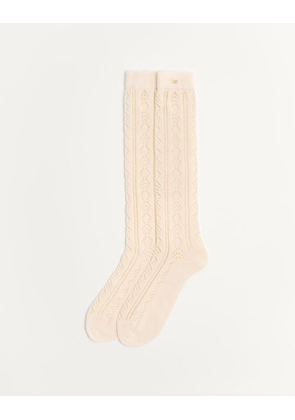 Valentino Perforated Cotton Socks With Vlogo Man BUTTER L/X